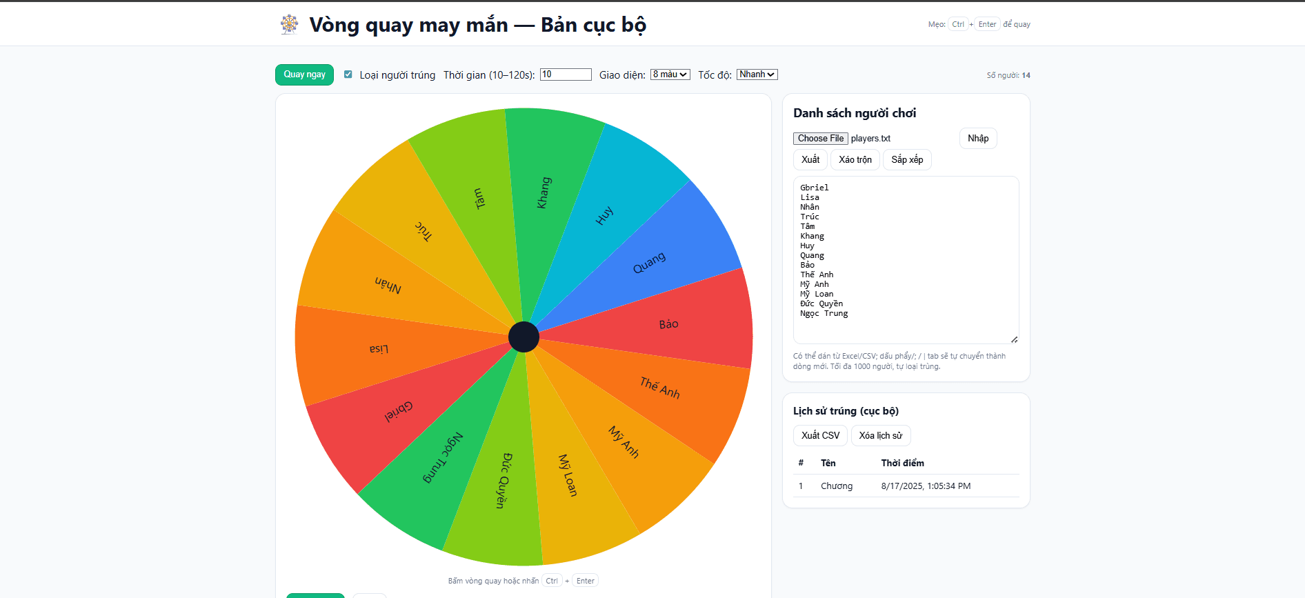 TẠO GAME SHOW: VÒNG QUAY MAY             MẮN VỚI CHAT GPT -5